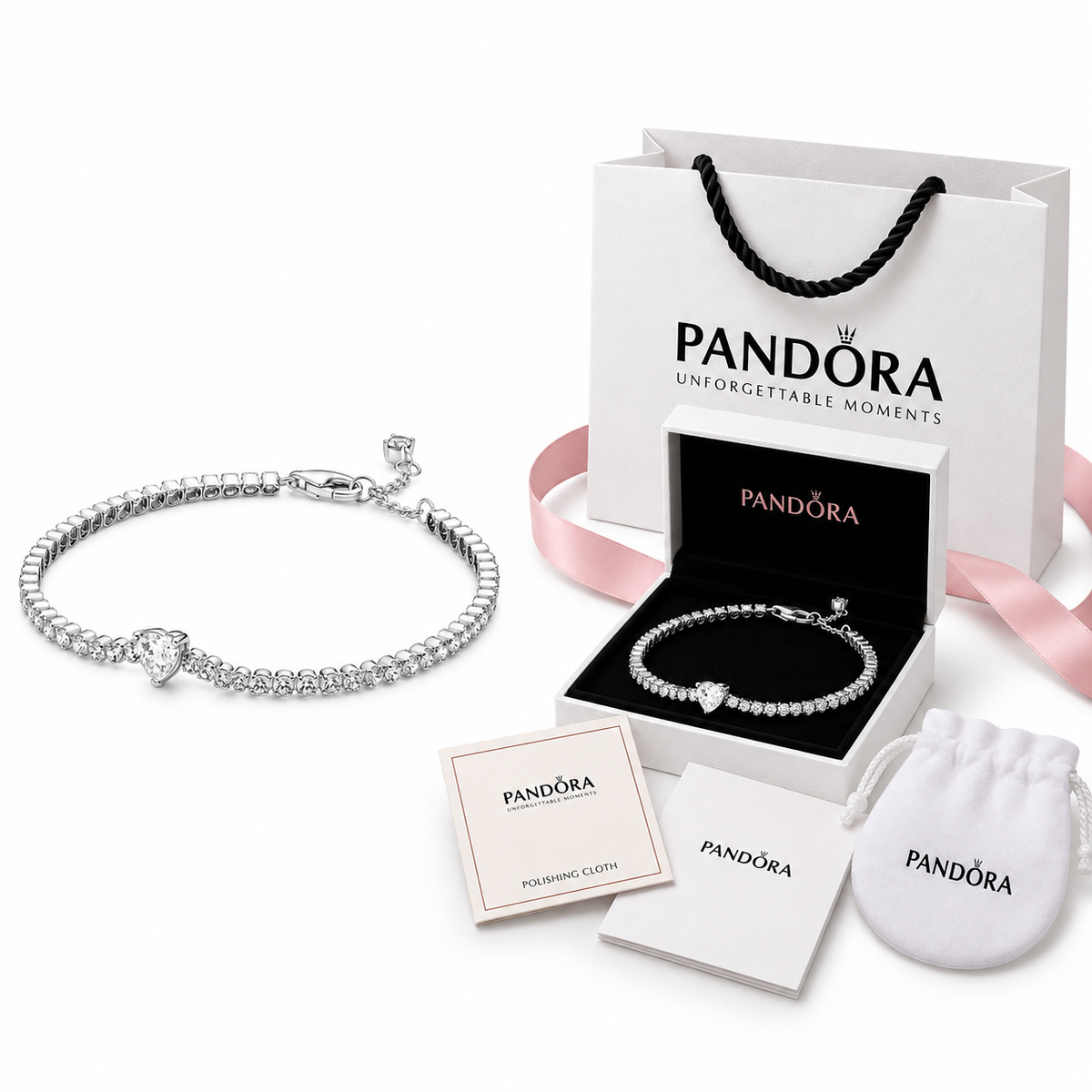 Pandora pulsera de corazón color plata (Fullset)
